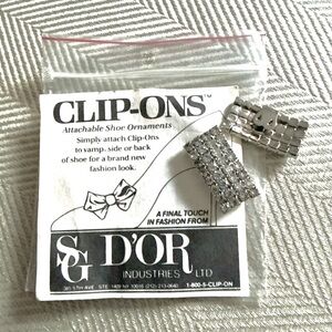 Silver Rhinestone Clip-On Shoe Accessories, New in Box